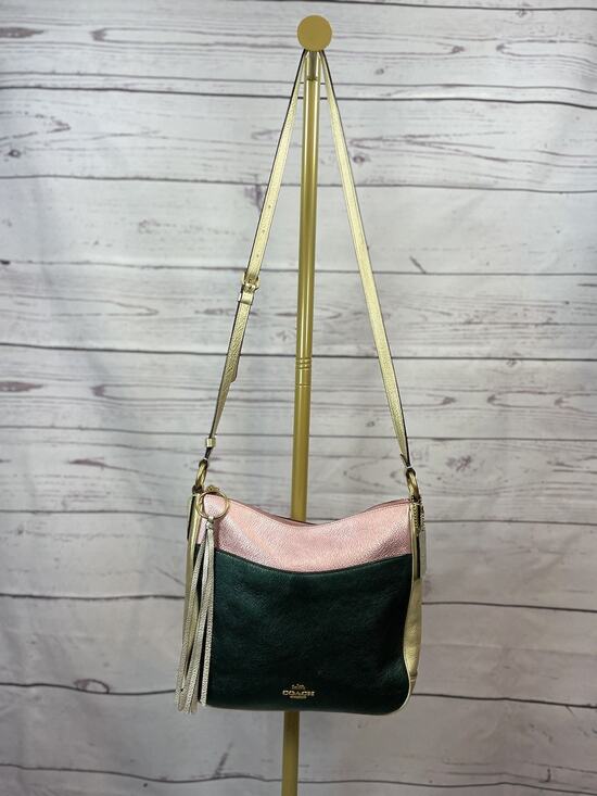 Coach Handbags - Coach Metallic Colorblock Leather Chaise Crossbody Bag Pink Green Gold Tone